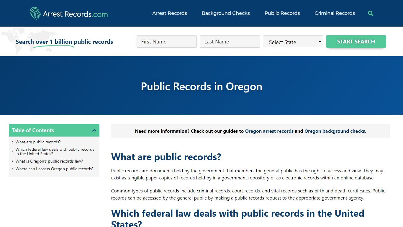 Oregon Public Records - Arrest Records.com