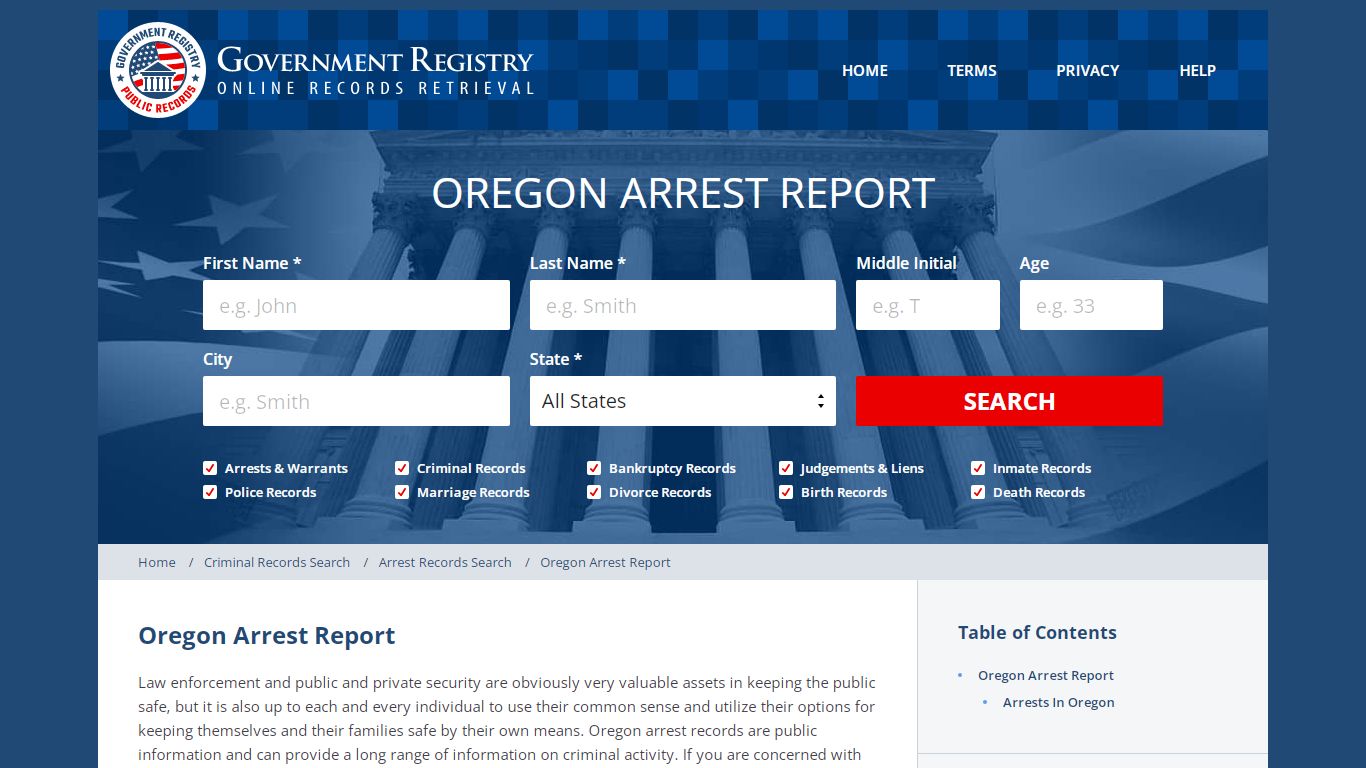 Oregon Arrest Report | Oregon Public Arrest Records ...